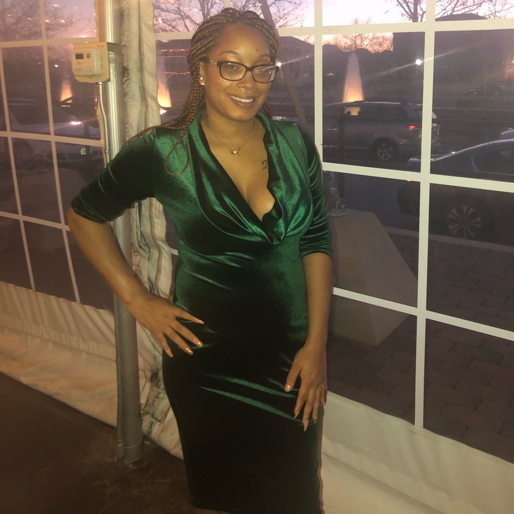 Green velvet dress